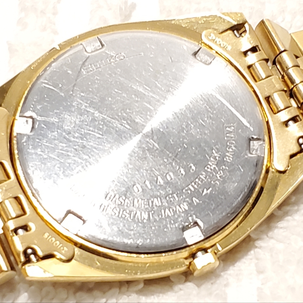 Vintage Seiko SQ Day Date Men's Gold Tone Quartz Watch Stainless Steel One Jewel - Picture 12 of 12